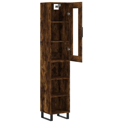 vidaXL Highboard Smoked Oak 34.5x34x180 cm Engineered Wood
