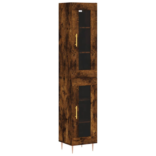 vidaXL Highboard Smoked Oak 34.5x34x180 cm Engineered Wood