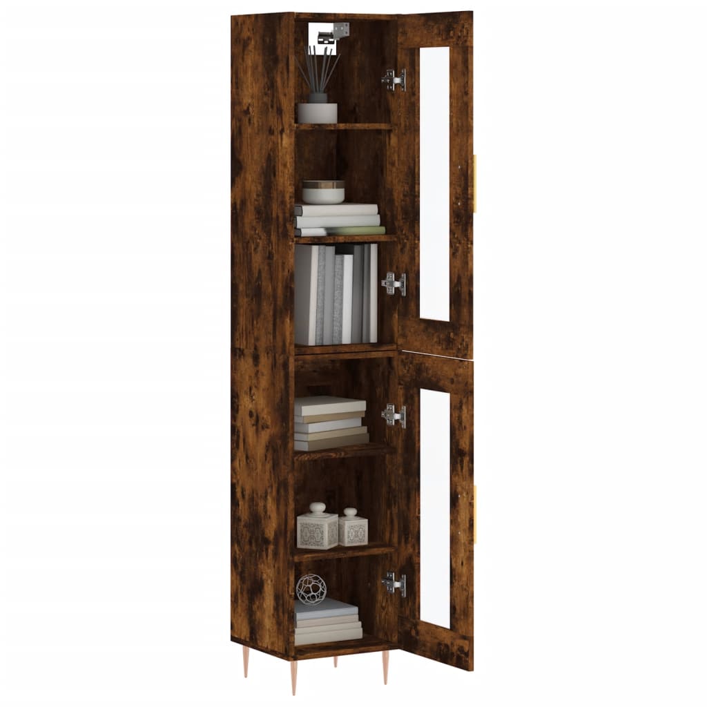 vidaXL Highboard Smoked Oak 34.5x34x180 cm Engineered Wood