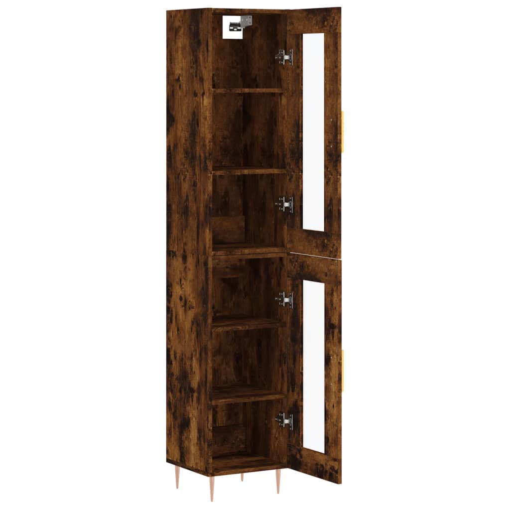 vidaXL Highboard Smoked Oak 34.5x34x180 cm Engineered Wood