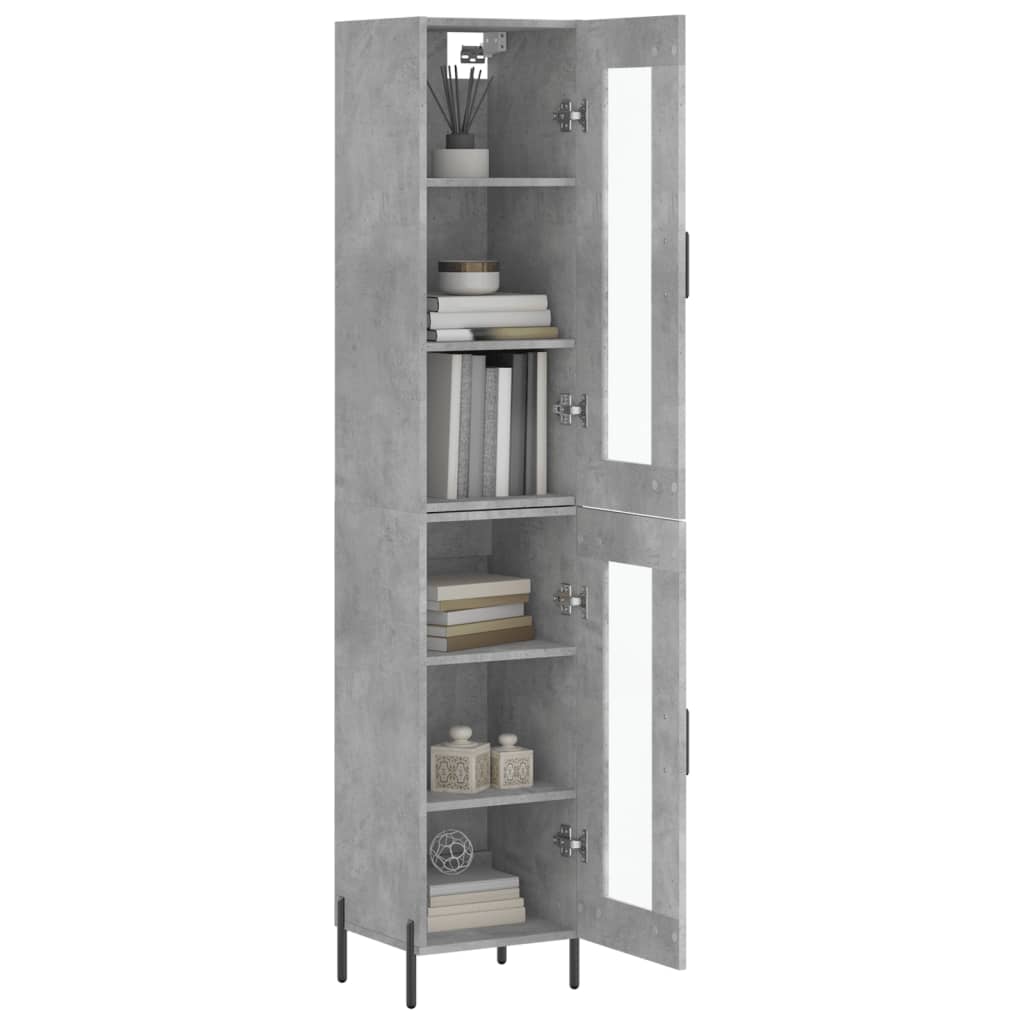 vidaXL Highboard Concrete Grey 34,5x34x180 cm Engineered Wood