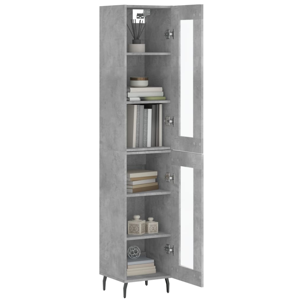 vidaXL Highboard Concrete Grey 34,5x34x180 cm Engineered Wood