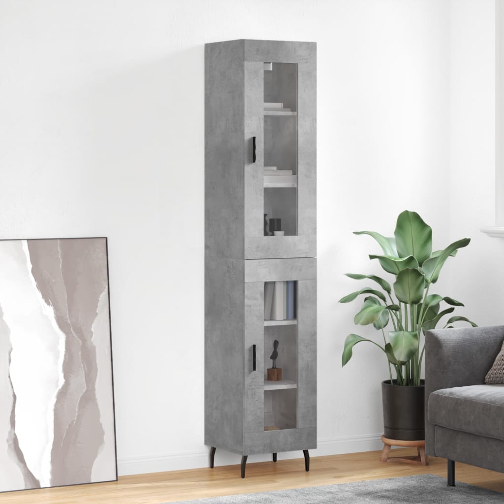vidaXL Highboard Concrete Grey 34,5x34x180 cm Engineered Wood
