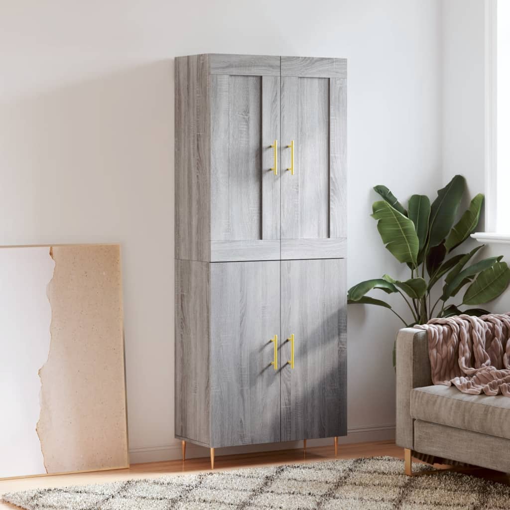 vidaXL Highboard Grey Sonoma 69,5x34x180 cm Engineered Wood