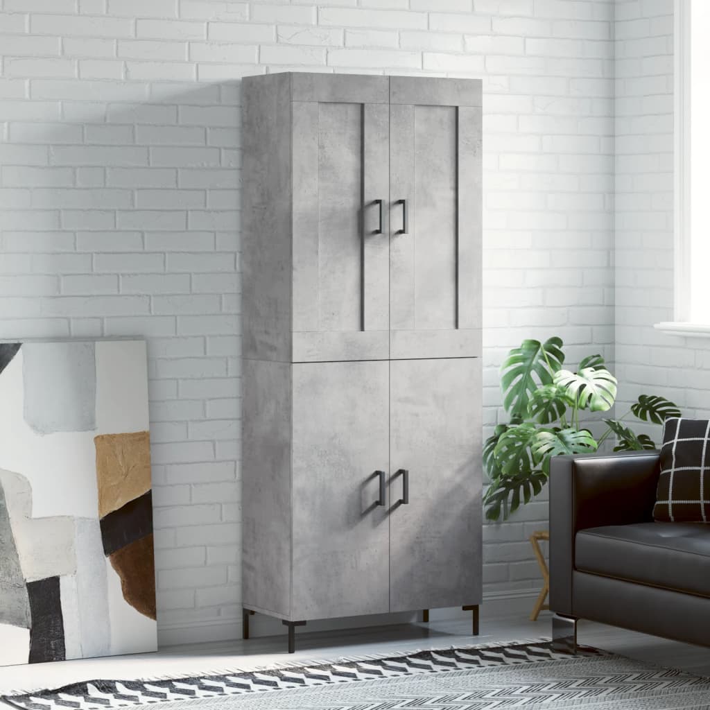 vidaXL Highboard Concrete Grey 69,5x34x180 cm Engineered Wood
