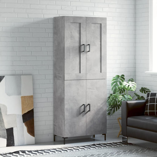 vidaXL Highboard Concrete Grey 69,5x34x180 cm Engineered Wood