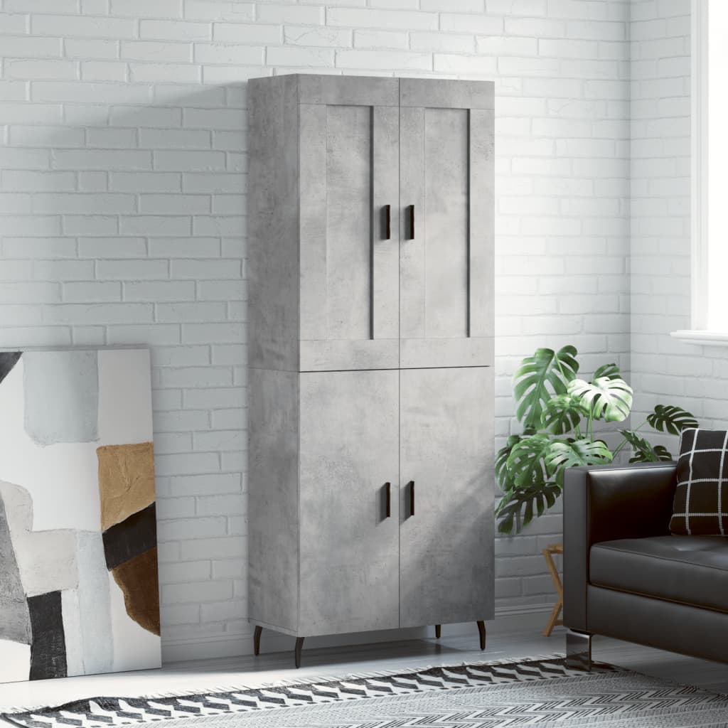 vidaXL Highboard Concrete Grey 69,5x34x180 cm Engineered Wood