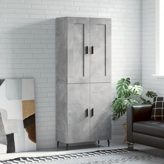 vidaXL Highboard Concrete Grey 69,5x34x180 cm Engineered Wood