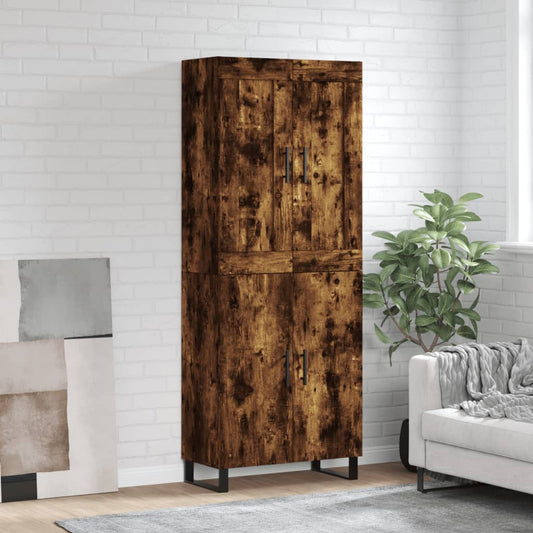 vidaXL Highboard Smoked Oak 69,5x34x180 cm Engineered Wood