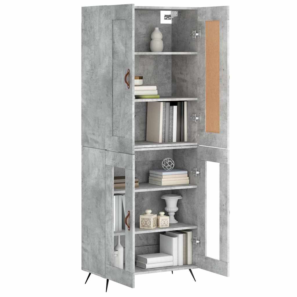 vidaXL Highboard Concrete Grey 69,5x34x180 cm Engineered Wood