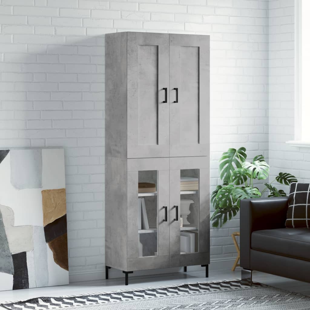 vidaXL Highboard Concrete Grey 69,5x34x180 cm Engineered Wood