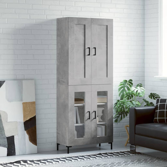 vidaXL Highboard Concrete Grey 69,5x34x180 cm Engineered Wood