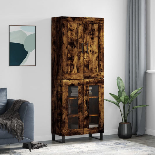 vidaXL Highboard Smoked Oak 69.5x34x180 cm Engineered Wood