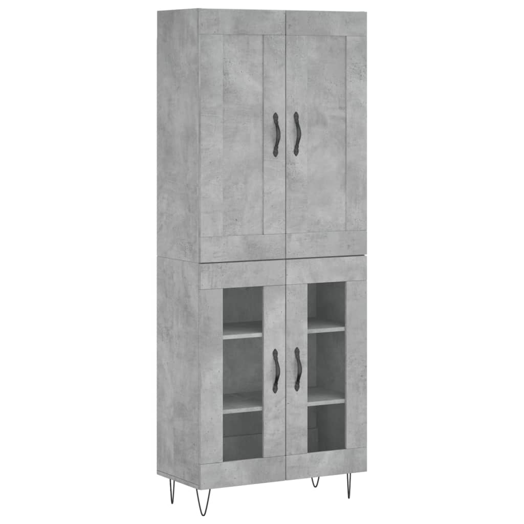 vidaXL Highboard Concrete Grey 69.5x34x180 cm Engineered Wood
