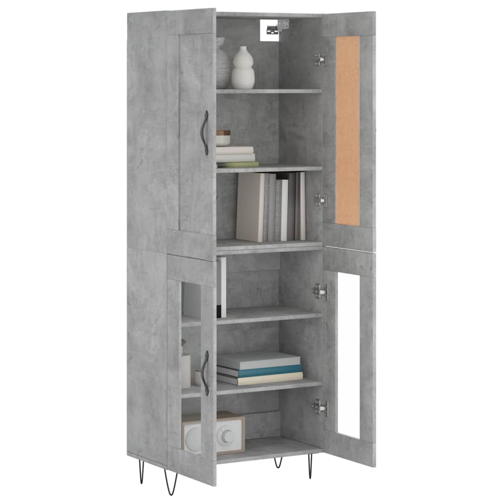 vidaXL Highboard Concrete Grey 69,5x34x180 cm Engineered Wood