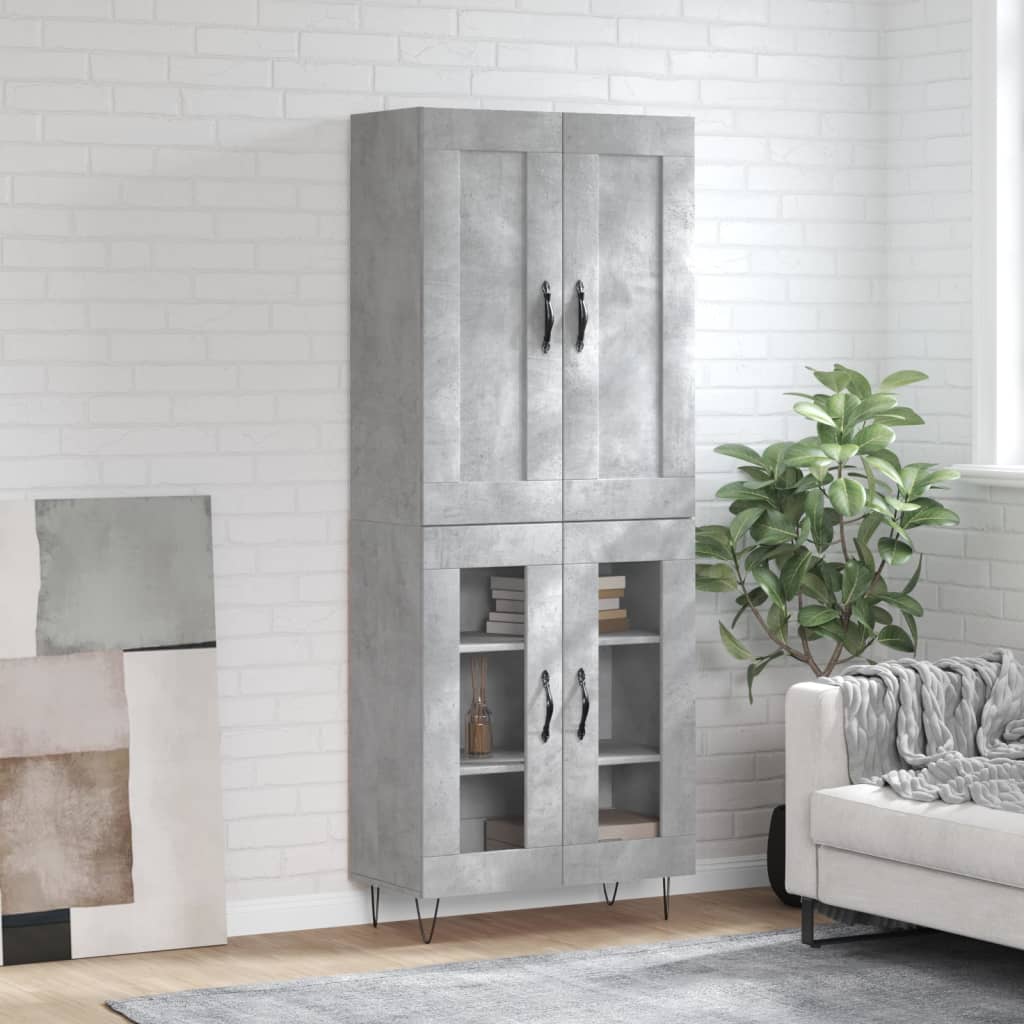 vidaXL Highboard Concrete Grey 69,5x34x180 cm Engineered Wood