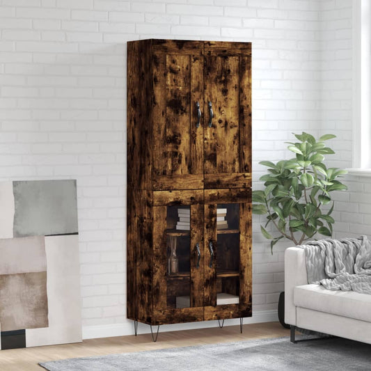 vidaXL Highboard Smoked Oak 69,5x34x180 cm Engineered Wood