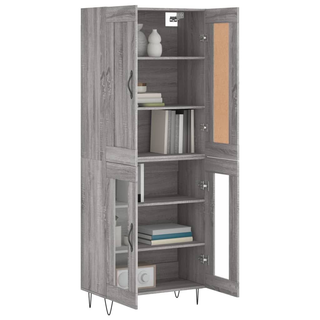 vidaXL Highboard Grey Sonoma 69,5x34x180 cm Engineered Wood