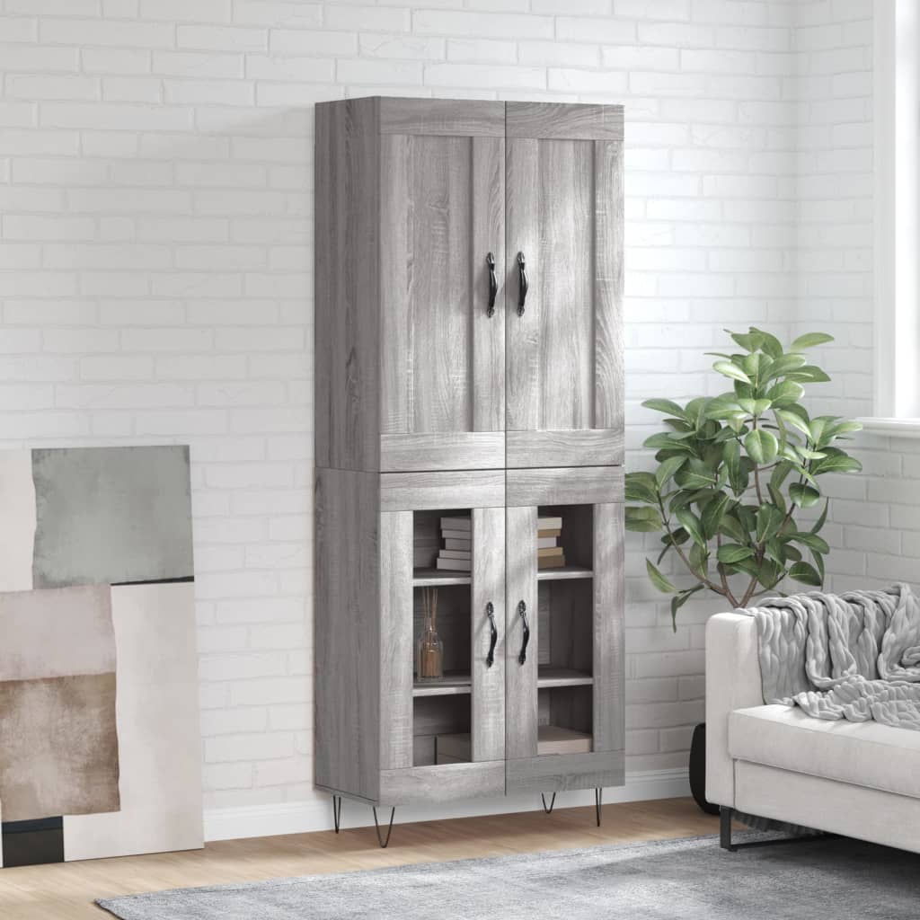 vidaXL Highboard Grey Sonoma 69,5x34x180 cm Engineered Wood