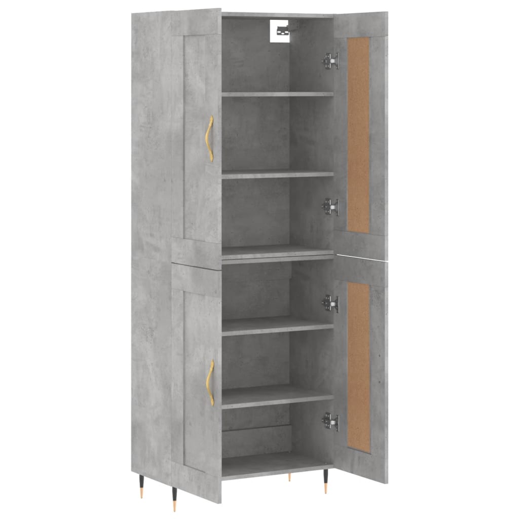 vidaXL Highboard Concrete Grey 69.5x34x180 cm Engineered Wood