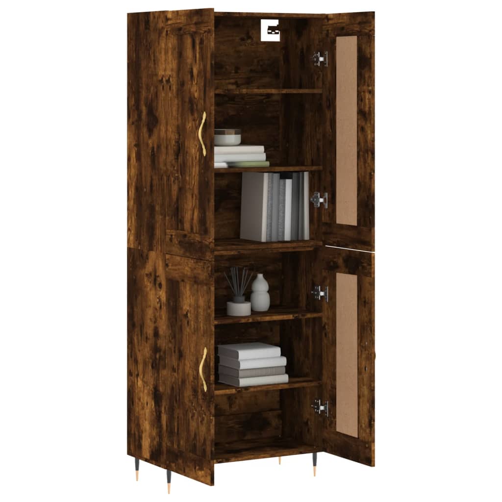 vidaXL Highboard Smoked Oak 69.5x34x180 cm Engineered Wood