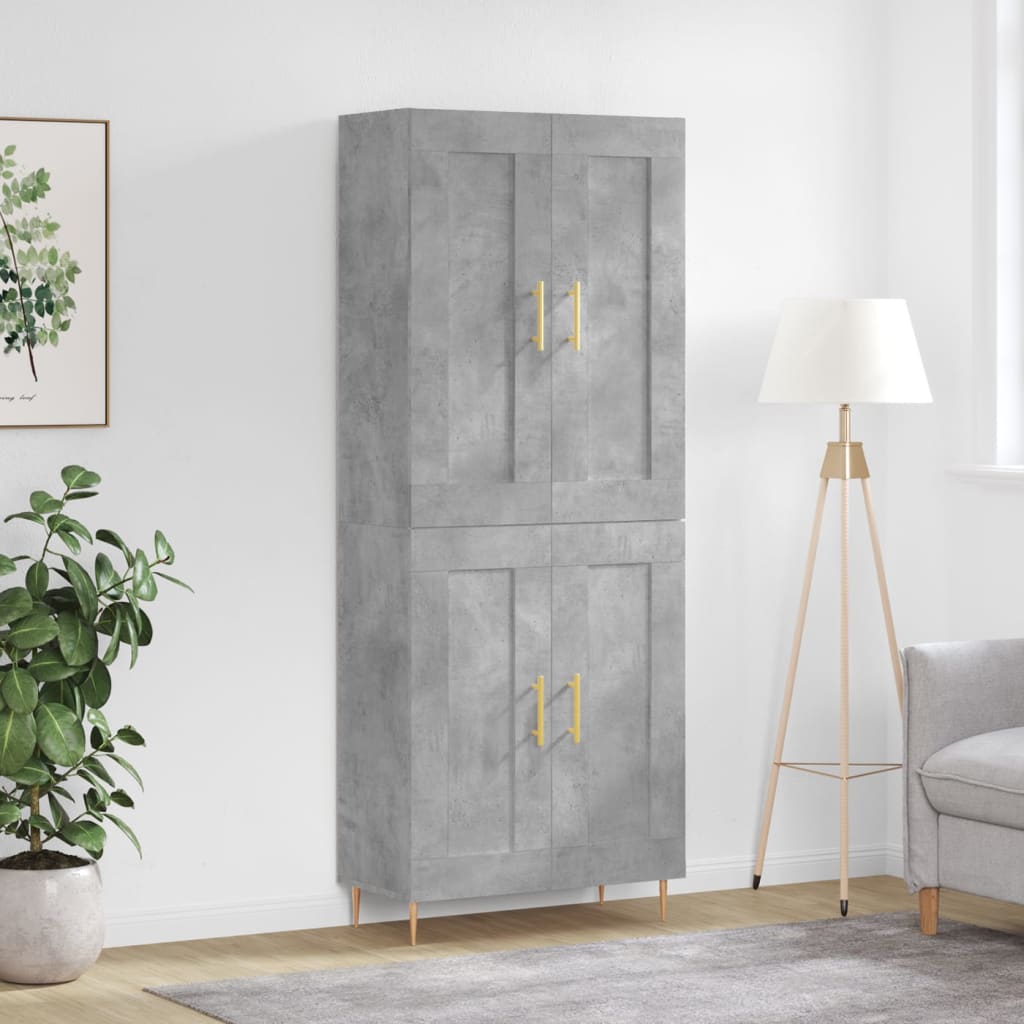 vidaXL Highboard Concrete Grey 69,5x34x180 cm Engineered Wood