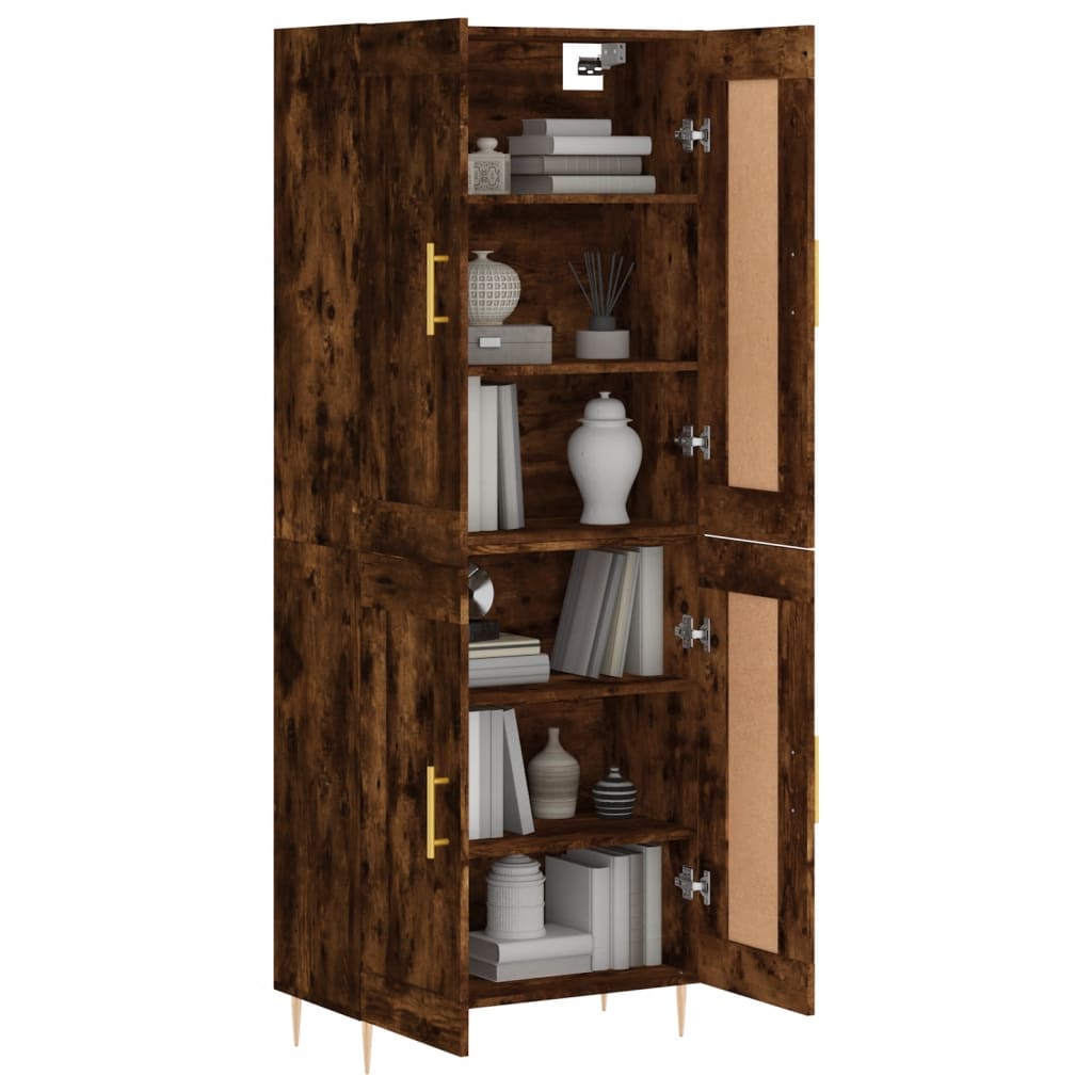 vidaXL Highboard Smoked Oak 69,5x34x180 cm Engineered Wood