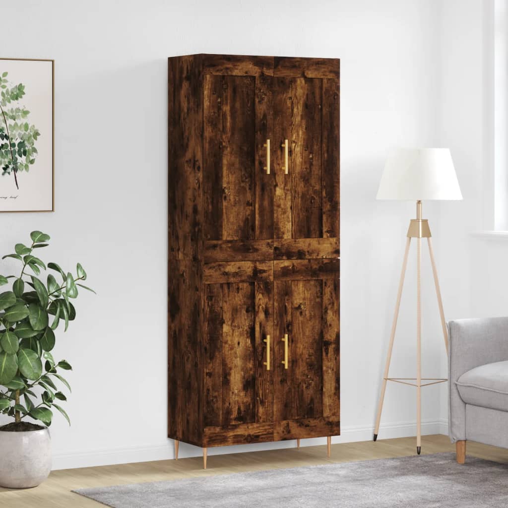 vidaXL Highboard Smoked Oak 69,5x34x180 cm Engineered Wood