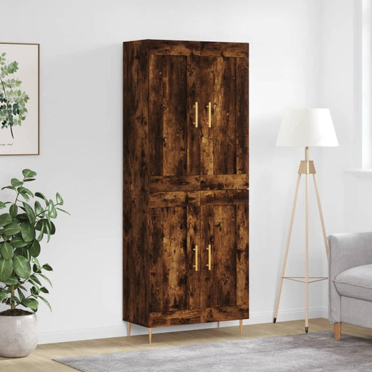 vidaXL Highboard Smoked Oak 69,5x34x180 cm Engineered Wood