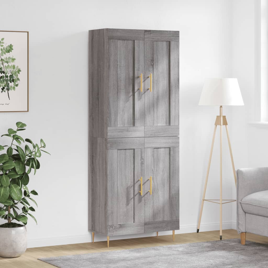 vidaXL Highboard Grey Sonoma 69,5x34x180 cm Engineered Wood