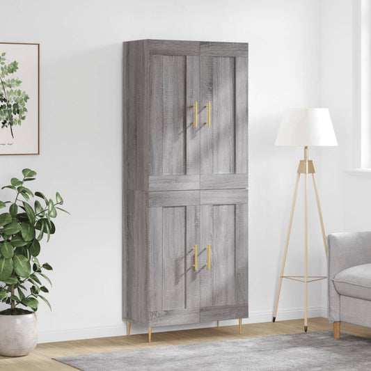 vidaXL Highboard Grey Sonoma 69,5x34x180 cm Engineered Wood