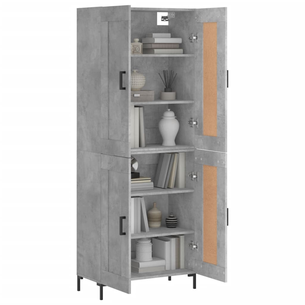vidaXL Highboard Concrete Grey 69,5x34x180 cm Engineered Wood