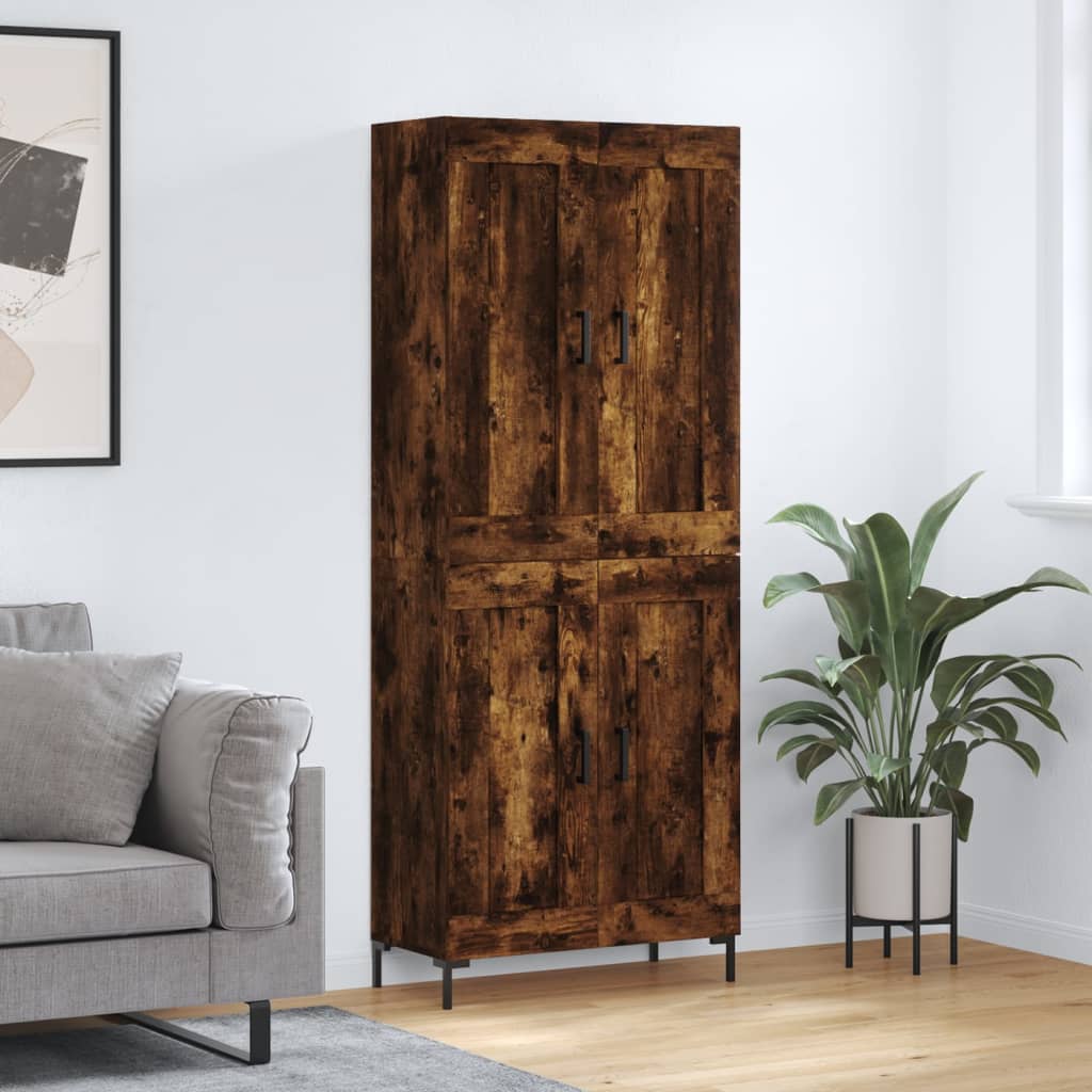 vidaXL Highboard Smoked Oak 69,5x34x180 cm Engineered Wood