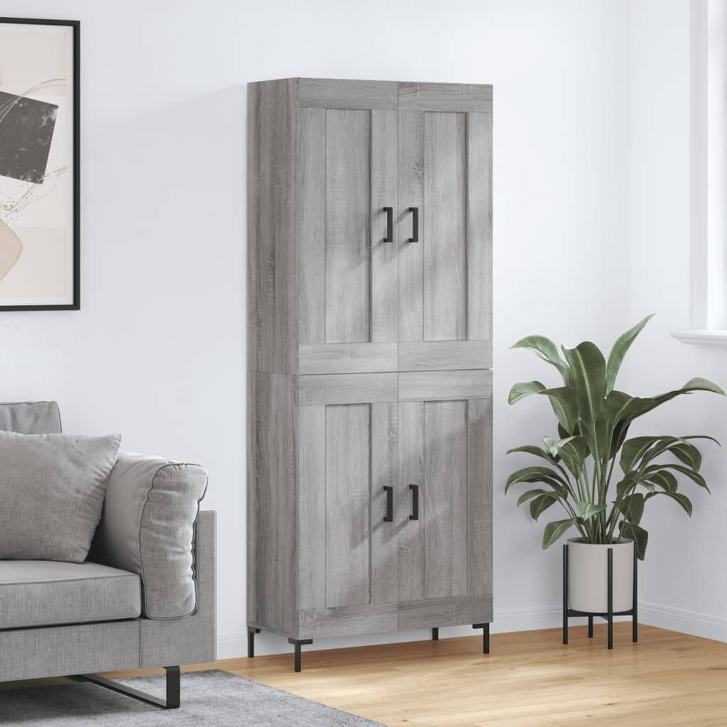 vidaXL Highboard Grey Sonoma 69,5x34x180 cm Engineered Wood