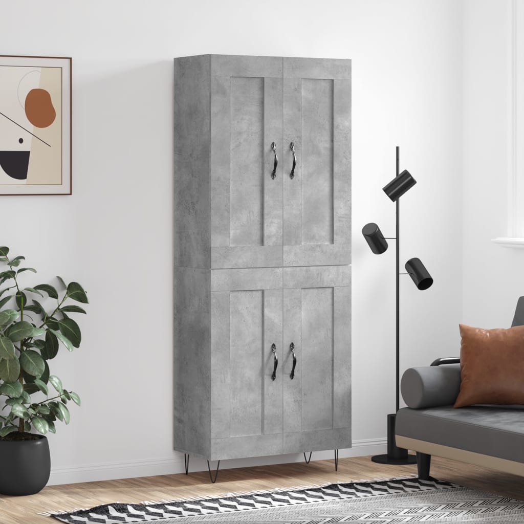 vidaXL Highboard Concrete Grey 69,5x34x180 cm Engineered Wood