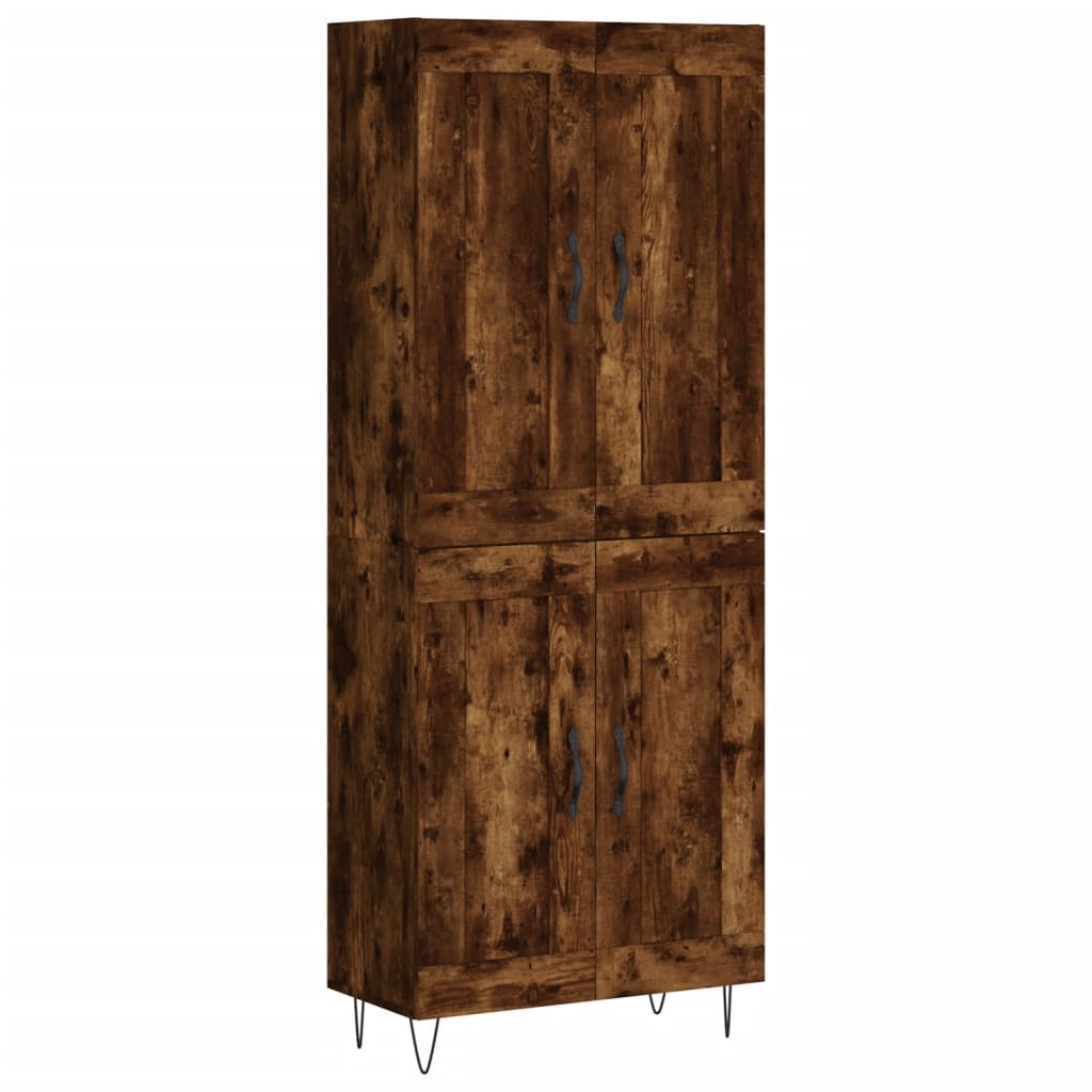 vidaXL Highboard Smoked Oak 69,5x34x180 cm Engineered Wood