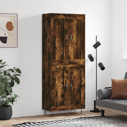 vidaXL Highboard Smoked Oak 69,5x34x180 cm Engineered Wood