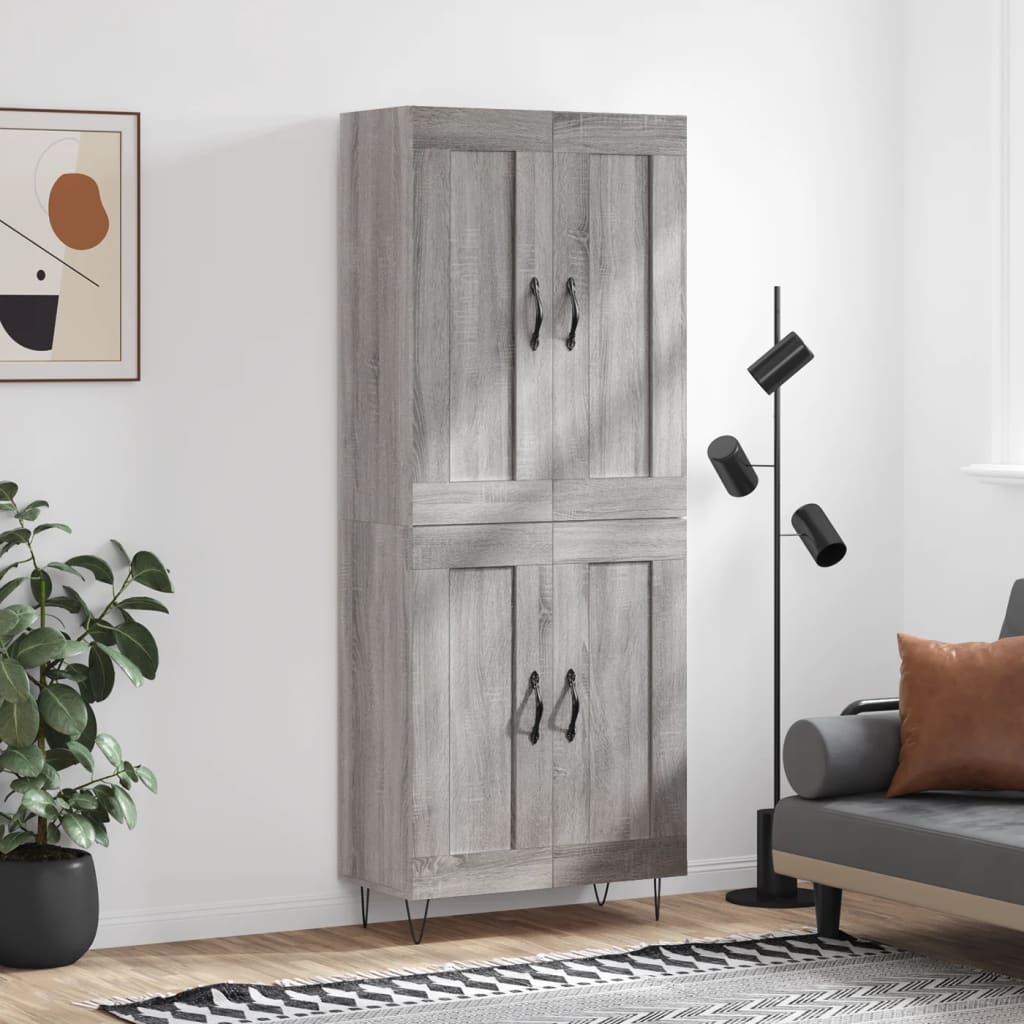 vidaXL Highboard Grey Sonoma 69,5x34x180 cm Engineered Wood