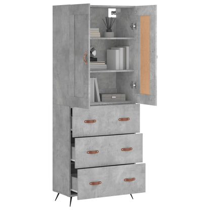 vidaXL Highboard Concrete Grey 69,5x34x180 cm Engineered Wood