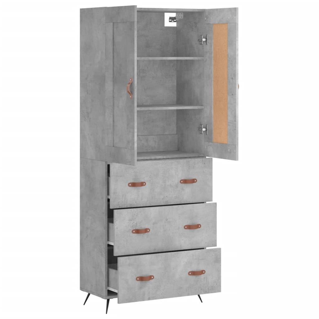 vidaXL Highboard Concrete Grey 69,5x34x180 cm Engineered Wood