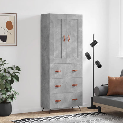 vidaXL Highboard Concrete Grey 69,5x34x180 cm Engineered Wood