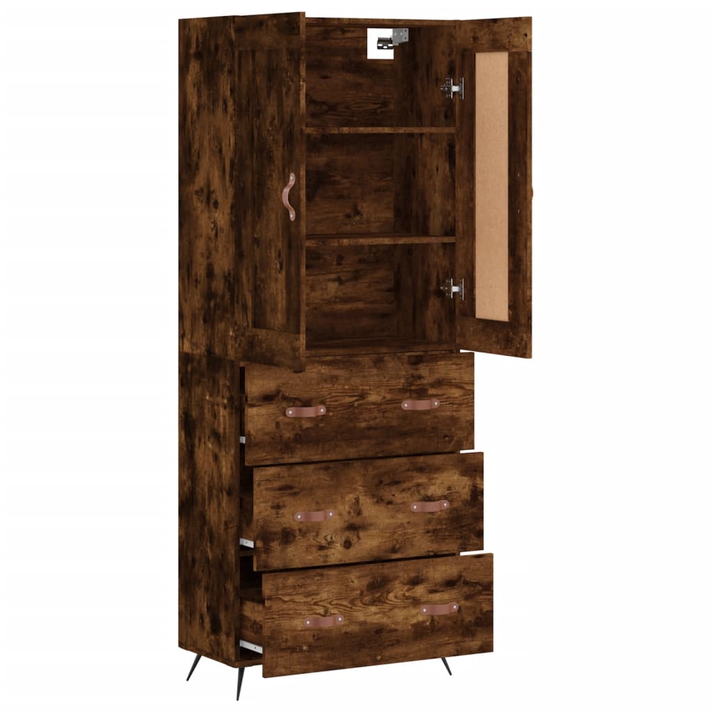 vidaXL Highboard Smoked Oak 69,5x34x180 cm Engineered Wood