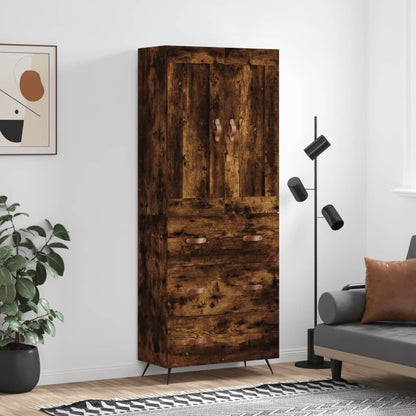 vidaXL Highboard Smoked Oak 69,5x34x180 cm Engineered Wood