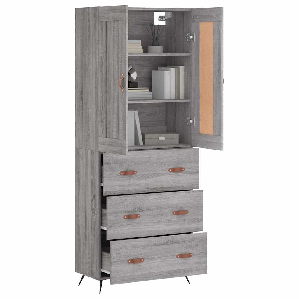 vidaXL Highboard Grey Sonoma 69,5x34x180 cm Engineered Wood