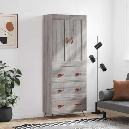 vidaXL Highboard Grey Sonoma 69,5x34x180 cm Engineered Wood
