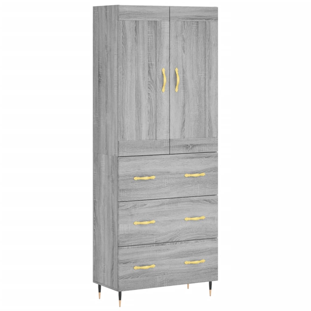 vidaXL Highboard Grey Sonoma 69,5x34x180 cm Engineered Wood