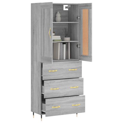 vidaXL Highboard Grey Sonoma 69,5x34x180 cm Engineered Wood