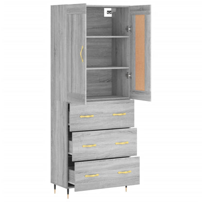 vidaXL Highboard Grey Sonoma 69.5x34x180 cm Engineered Wood