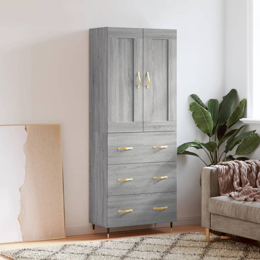 vidaXL Highboard Grey Sonoma 69.5x34x180 cm Engineered Wood
