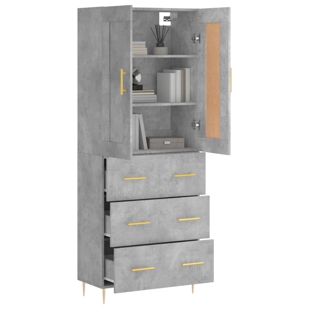 vidaXL Highboard Concrete Grey 69,5x34x180 cm Engineered Wood